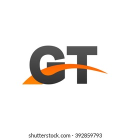 GT initial overlapping swoosh letter logo black orange