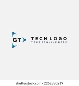 Imágenes vectoriales del logotipo tecnológico de GT Initials