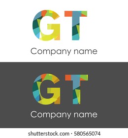 GT letter abstract mosaic shape icon colorful