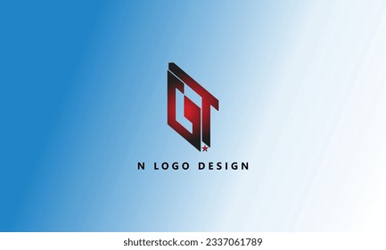 Diseño del logotipo del gradiente rojo negro de la letra GT 