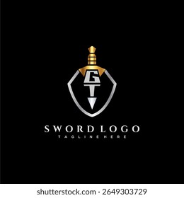 GT carta monograma de luxo para escudo e espada estilo imagem