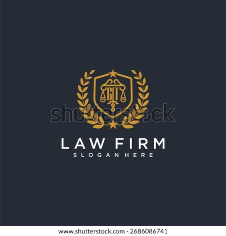 GT letter monogram logo for lawfirm with pillar and leaf image design