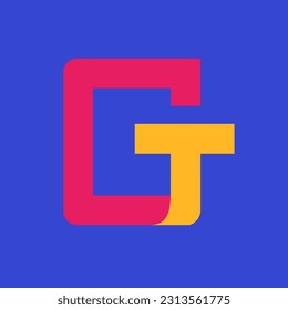 gt logo by combining two letters, using two colors red and orange