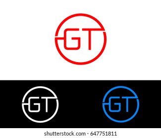 Gt Logo. Letter Design Vector with Red and Black Gold Silver Colors