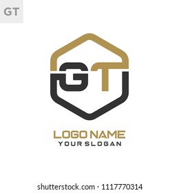 GT logo letter initial, Abstract polygonal Background Logo,
