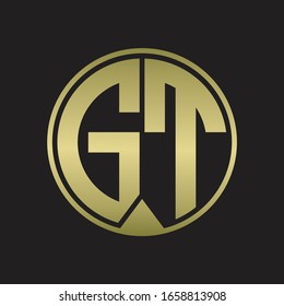 GT Logo monogram circle with piece ribbon style on gold colors