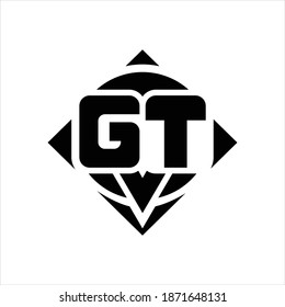GT Logo monogram with circle shape and square rotate rounded design template on white background