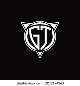 GT Logo monogram isolated with circle shape and three arrow design template
