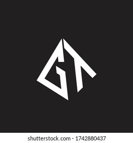 Monograma del logotipo GT con plantilla de diseño de cinta de forma triangular de resalte