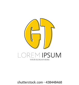 GT Logo. Vector Graphic Sphere Branding Letter Element. White Background