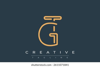GT Minimalistic Line Art Logo Design with Abstract Lettering. Abstract minimalistic logo design featuring a sleek line art style.