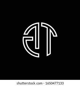 GT monogram logo circle ribbon style outline design template