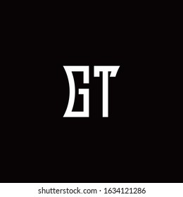 GT monogram logo with curved side style design template