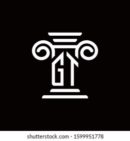 GT monogram logo with pillar style design template