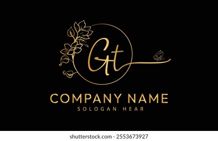 GT T G  initial signature logo template vector