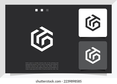 gt, t g, logo with Pentagon style and black color, strong visual vector