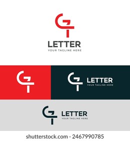ELEMENTOS de Plantilla de diseño de logotipo GT, TG. Logo de letras digitales abstractas modernas.