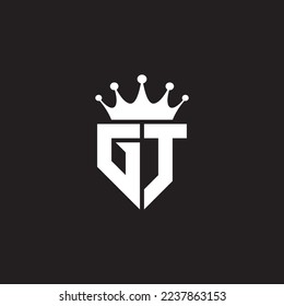 Símbolo de monograma del logotipo GT o TG con diseño de forma de corona vector