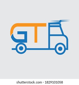GT Truck shape  logo design vector