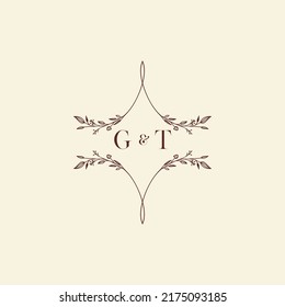 GT wedding initial logo letters in high quality professional design that will print well across any print media