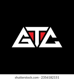 GTC triangle letter logo design with triangle shape. GTC triangle logo design monogram. GTC triangle vector logo template with red color. GTC triangular logo Simple, Elegant, and Luxurious design.