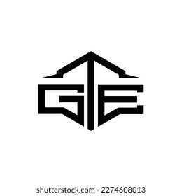 Vector de diseño del logotipo de la carta GTE. Logotipo de corte en forma de polígono monocromático GTE.
