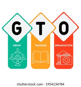 GTO - Group Training Organisation acronym. business concept background.  vector illustration concept with keywords and icons. lettering illustration with icons for web banner, flyer, landing page
