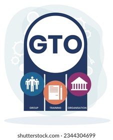 GTO - Group Training Organisation acronym. business concept background. vector illustration concept with keywords and icons. lettering illustration with icons for web banner, flyer, landing page