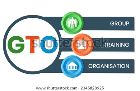 GTO - Group Training Organisation acronym. business concept background. vector illustration concept with keywords and icons. lettering illustration with icons for web banner, flyer, landing page