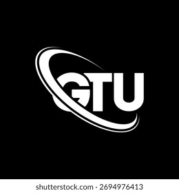 GTU-Logo. GTU-Brief. Logo-Design für GTU-Buchstaben. Initialen GTU-Logo mit Kreis und Großbuchstaben-Monogramm-Logo verbunden. GTU-Typografie für Technologie, Business und Immobilien Marke.