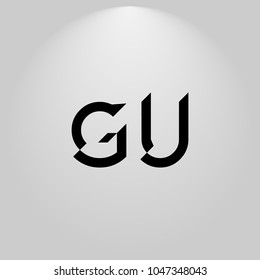 GU Abstract Black Letters with white and gray background in highlight
