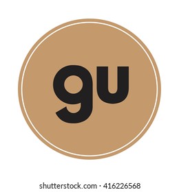 gu brown letters ,abstract background logo, design identity in circle, alphabet letter