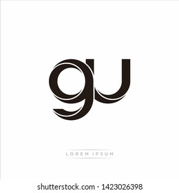 gu g u Initial Letter Split Lowercase Modern Monogram linked outline rounded logo