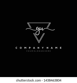 GU handwriting initial logo template vector.