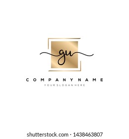 GU handwriting initial logo template vector.