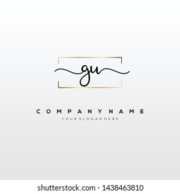 GU handwriting initial logo template vector.