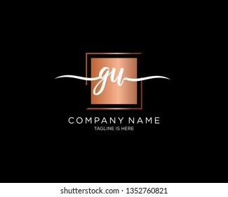 GU handwriting initial  logo vector