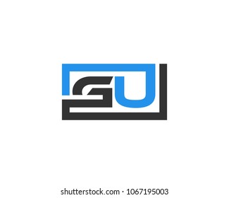 GU initial box letter logo template vector