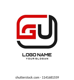 GU initial box letter logo template vector