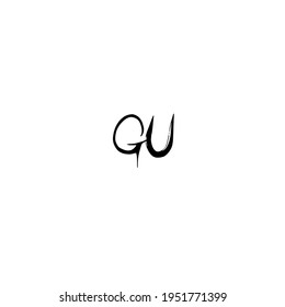 Logo de escritura manual inicial de GU para identidad