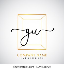 GU Initial Handwriting logo template vector