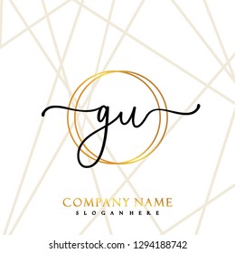 GU Initial Handwriting logo template vector