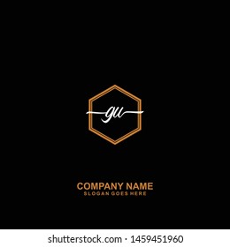 GU Initial handwriting logo template vector