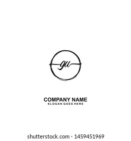 GU Initial handwriting logo template vector