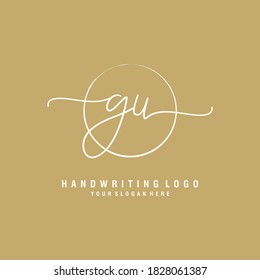 GU Modelo de logotipo de escritura manual inicial vector