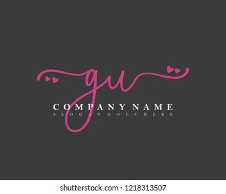 GU Initial handwriting logo vector