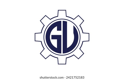 Plantilla vectorial de diseño del logotipo del círculo mecánico de la letra inicial de la GU. industrial, ingeniería, servicios, marca de palabras, marca de letras, monograma, construcción, empresa, empresa, empresa, comercial, geométrica