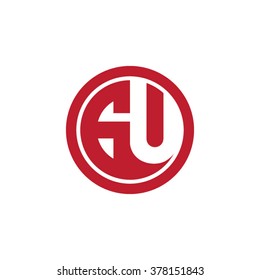 GU initial letters circle business logo red