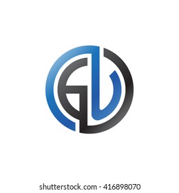 GU initial letters loop linked circle logo blue black