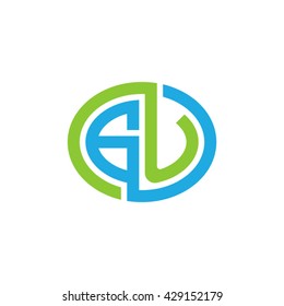 GU initial letters looping linked ellipse logo blue green